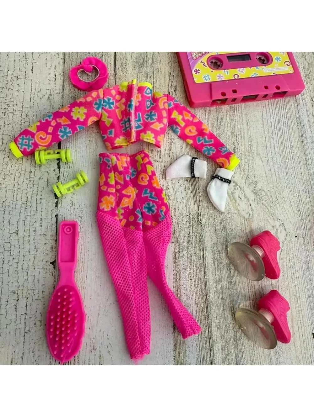 SING Vintage 1980s Working Out Barbie With Outfit Accessories Cassette Dumbbells